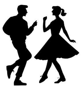 Silhouette of a man and woman dancing